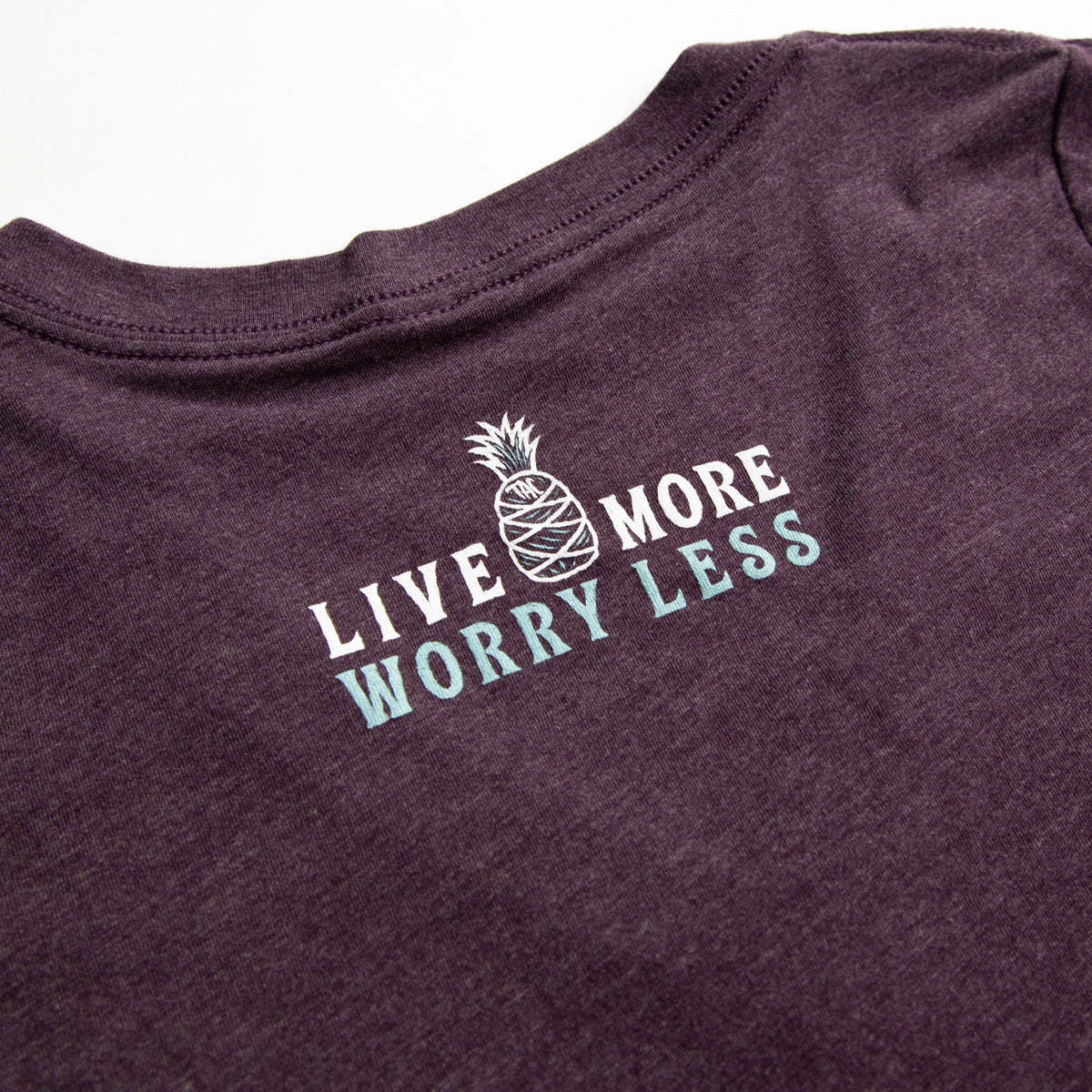 Ladies Live More Worry Less V-Neck — back-detail view