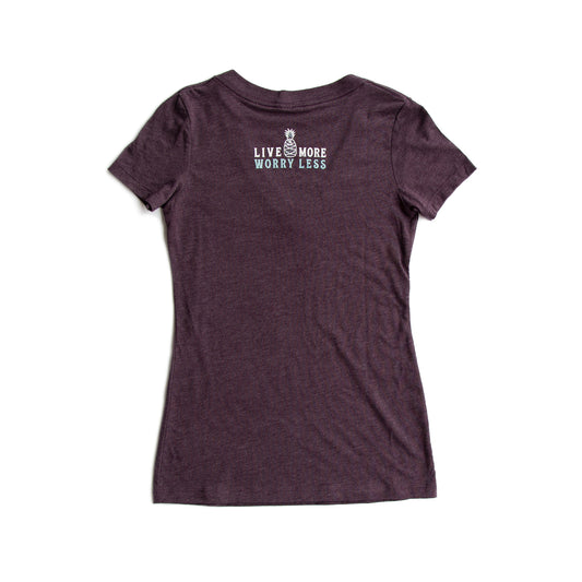 Ladies Live More Worry Less V-Neck — back view