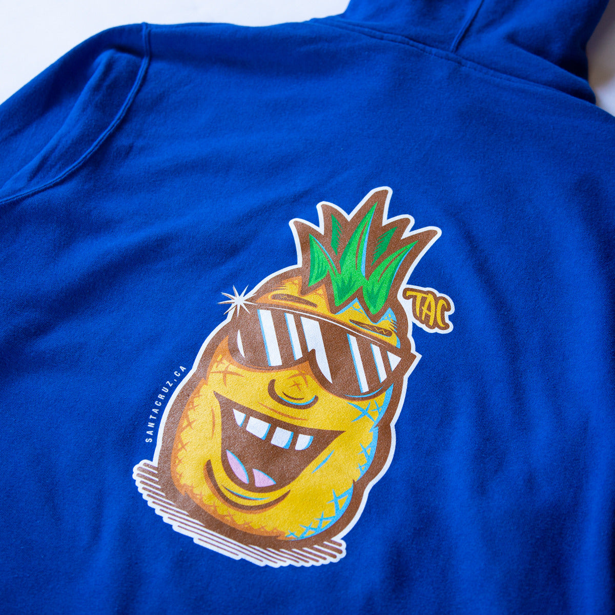 Pineapple Brah Zip Hoodie Blue — back graphic detail