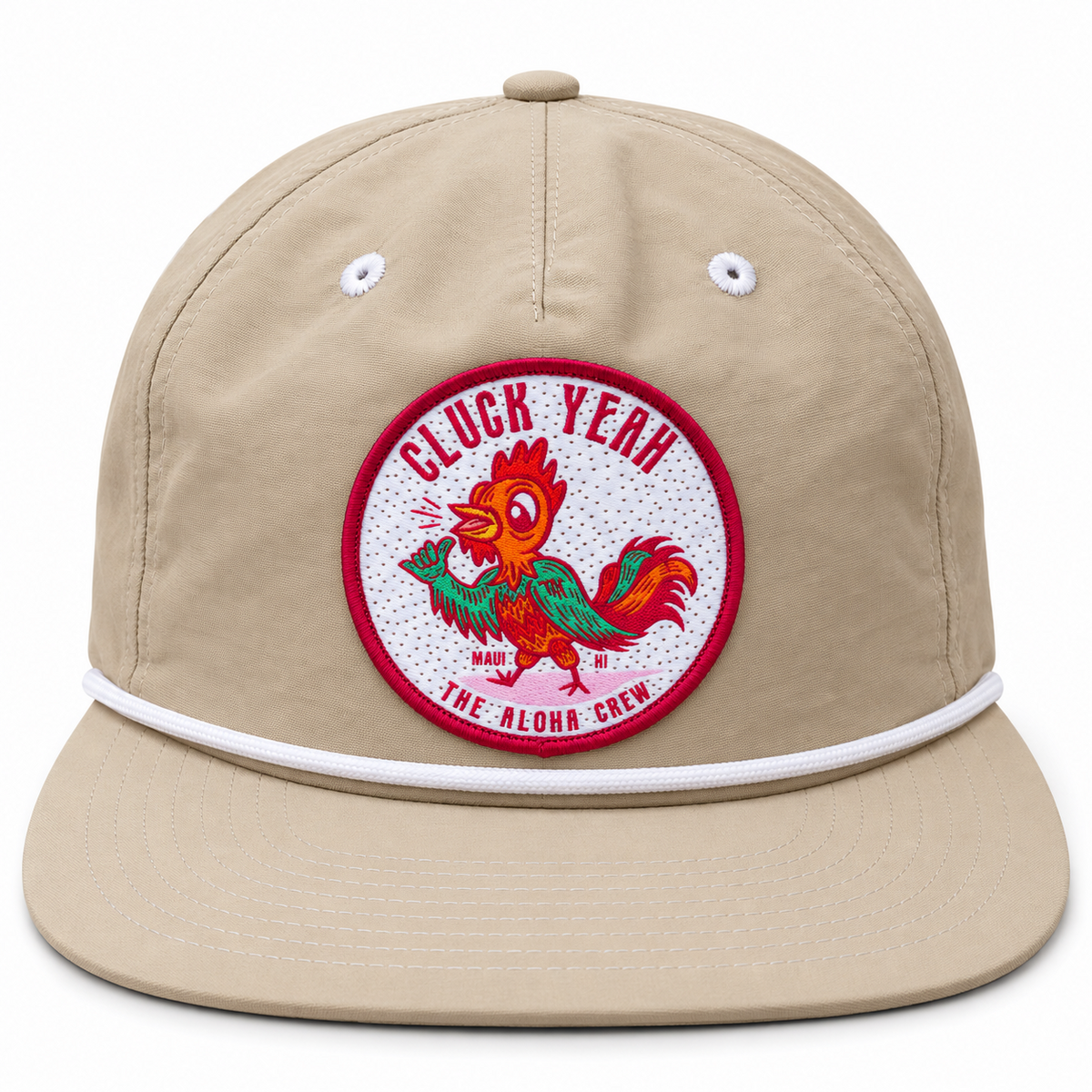 Cluck Yeah Aloha Crew 5 panel snapback front view