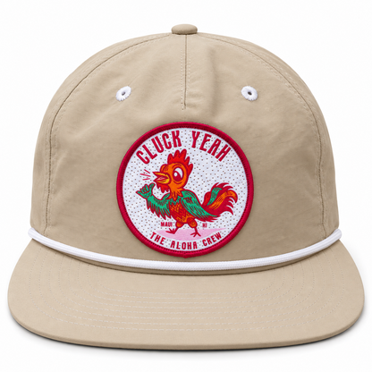 Cluck Yeah Aloha Crew 5 panel snapback front view