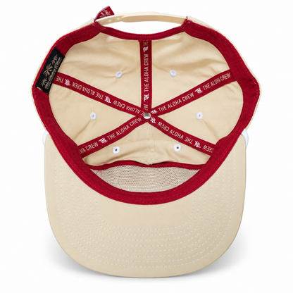 Cluck Yeah Aloha Crew 5 panel snapback interior view