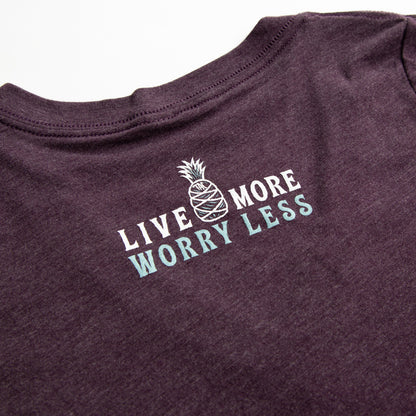 Ladies Live More Worry Less V-Neck — back-detail view