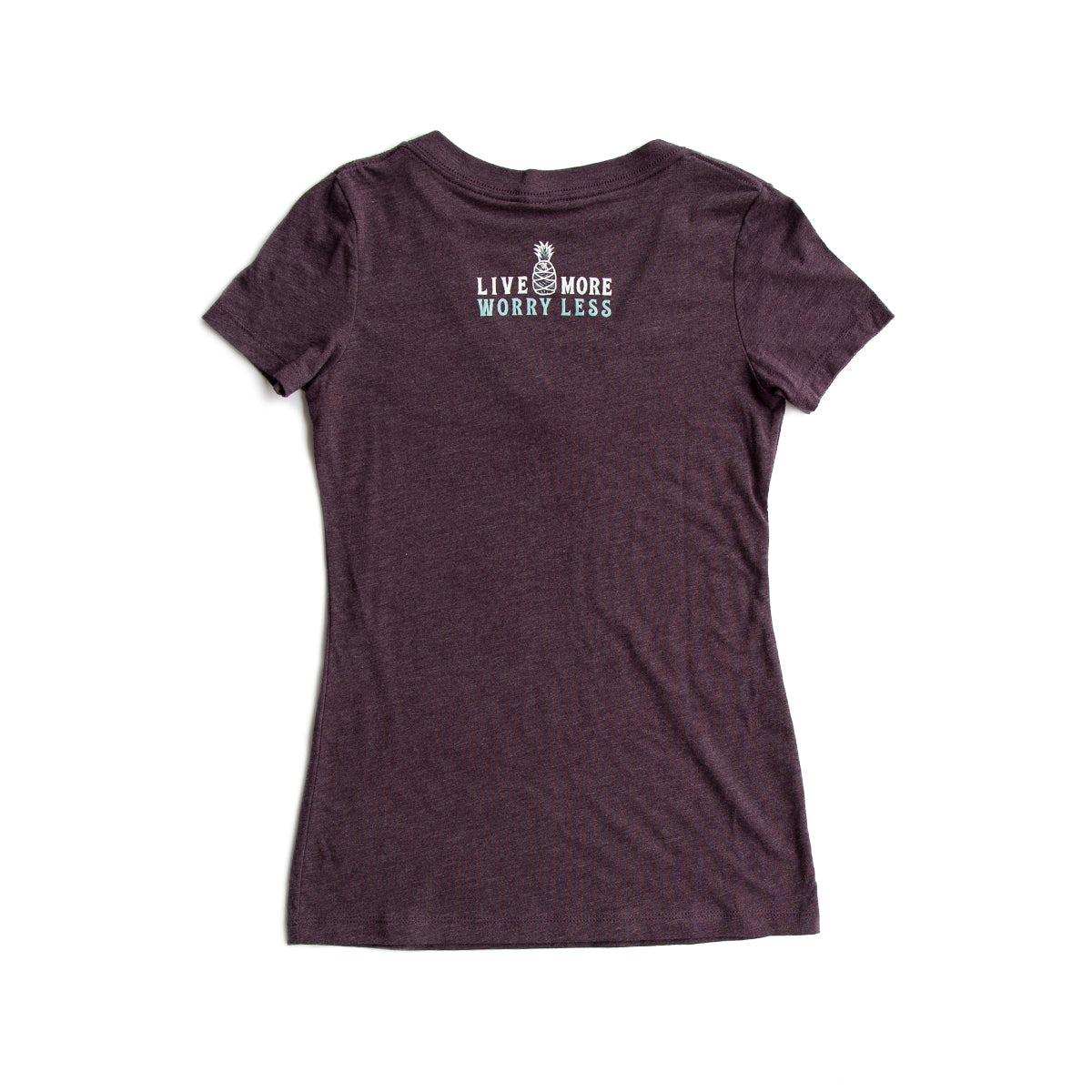 Ladies Live More Worry Less V-Neck — back view