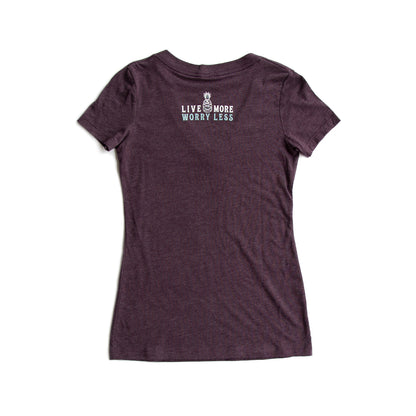 Ladies Live More Worry Less V-Neck — back view