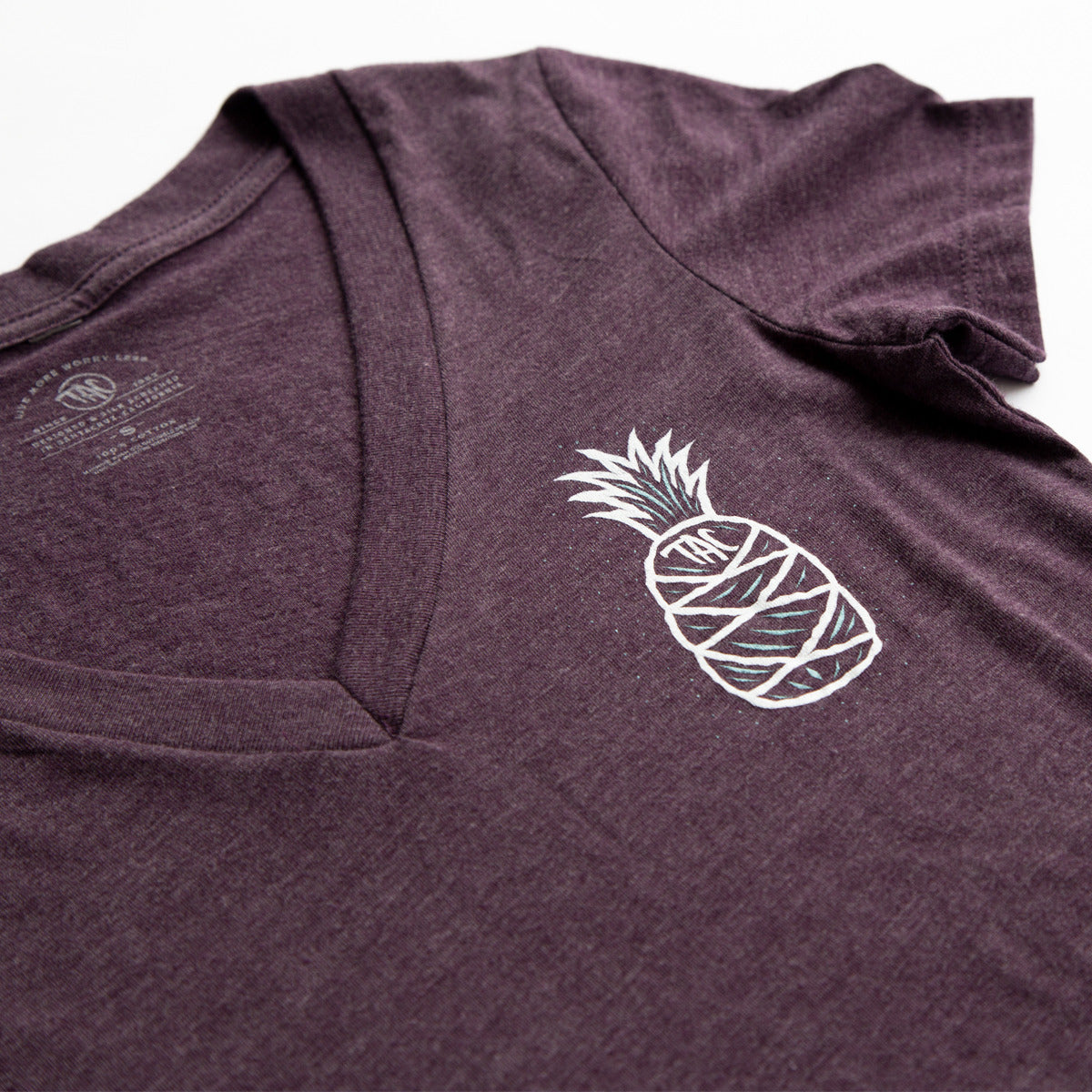 Ladies Live More Worry Less V-Neck — chest-detail view