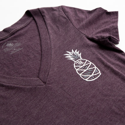 Ladies Live More Worry Less V-Neck — chest-detail view