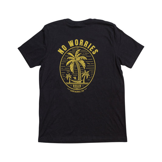 No Worries Brah T-shirt Black Heather — back view