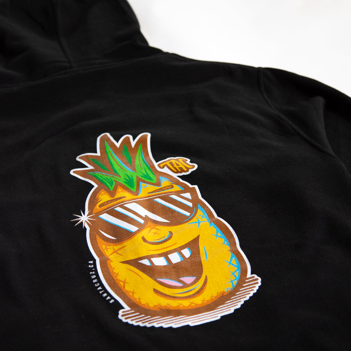 Pineapple Brah Zip Hoodie Black — back graphic detail