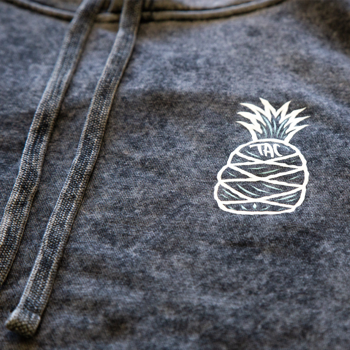 Pineapple Mineral Wash Hoodie — pineapple chest graphic detail